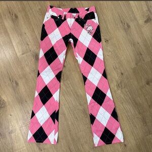 RARE Hello Kitty x Loudmouth Pink Argyle Flare Pants 🎀